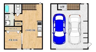 新築 ガレージハウス ペット相談可 APERTA【1階】の間取り