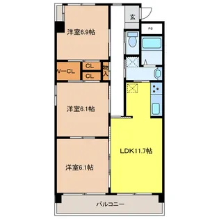 カーサ・ソレイユ【1階】の間取り