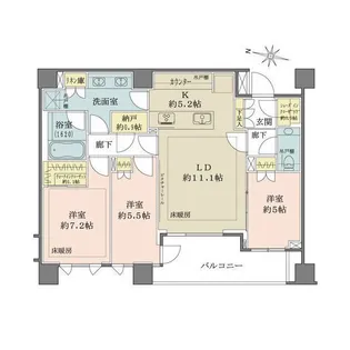 ザ・パークハウス千代田六番町【4階】の間取り