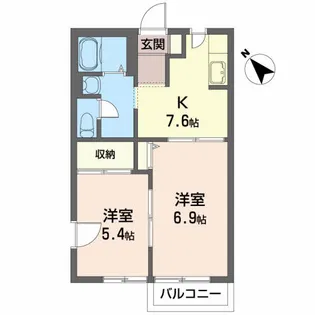 ヴェルデューラNi-no【2階】の間取り