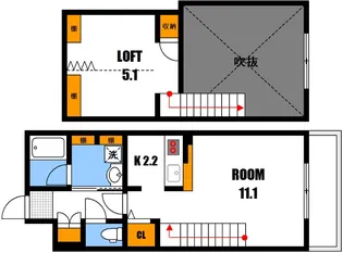 ダブルス可部南【3階】の間取り
