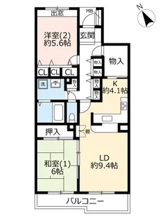 URかわつるグリーンタウン松ヶ丘第二【5階】の間取り
