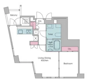 レジディアタワー乃木坂【5階】の間取り