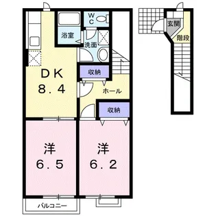 スカイヒルズB【2階】の間取り