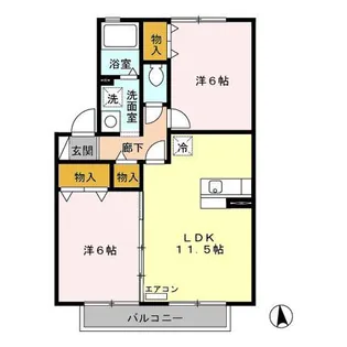 セジュール札元 B棟【2階】の間取り