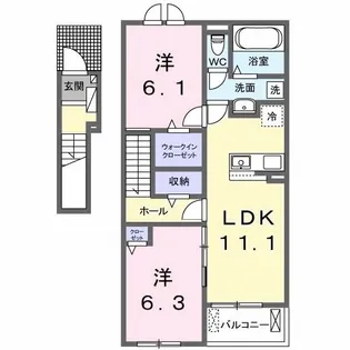 ボヌール・M【2階】の間取り