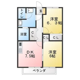 ルミエール砂押【2階】の間取り