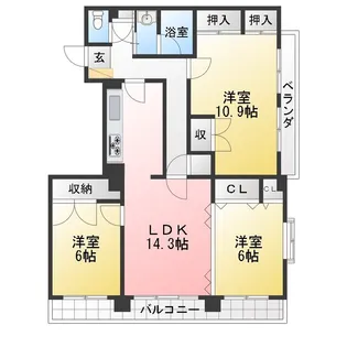 ロイヤルヒルズ台原I【1階】の間取り
