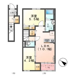 ソラーレ(東松山市松山町 アパートII期新築工事)【2階】の間取り
