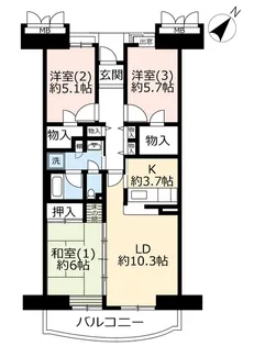 UR花見川【3階】の間取り