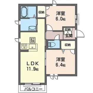 ヴィアソーレ【1階】の間取り