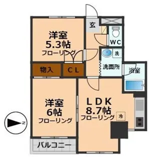 テラスオバラ(Terrace Obara)【3階】の間取り