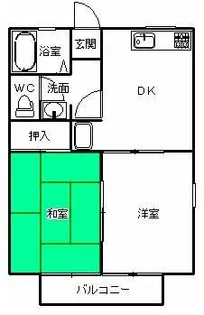 スカイハイツK 1号棟【1階】の間取り