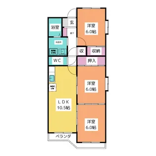 シャトー樹里【1階】の間取り