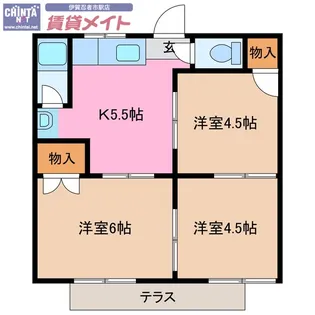 コーポ服部【1階】の間取り