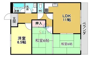 ウエストサイド緑地【3階】の間取り