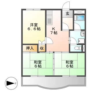 鳥山ハイツ【2階】の間取り