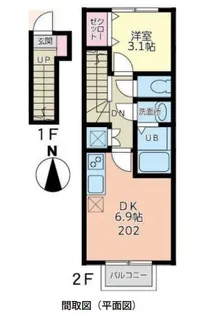 FORIA旭ヶ丘フィオーレ【2階】の間取り