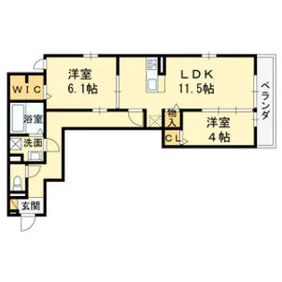 D-Room上新庄【3階】の間取り