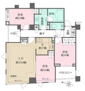 パークハウス中目黒【3階】の間取り