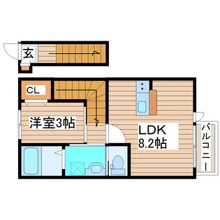 casa bonita薬師堂【2階】の間取り