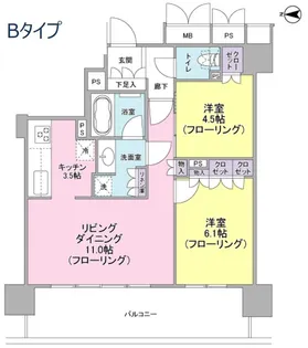 ブランズタワー御堂筋本町【30階】の間取り