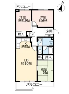 UR名谷公園前【5階】の間取り