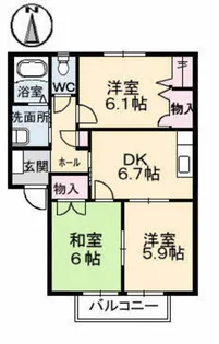 ミーニュ・カーザ A棟【1階】の間取り