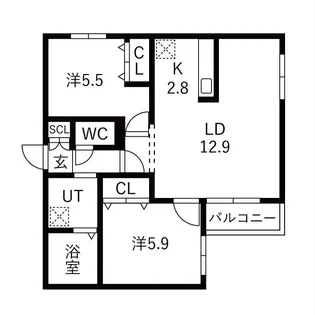ZABO HILLS 旭山公園通り【3階】の間取り