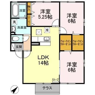 シャルムガーデンA【1階】の間取り
