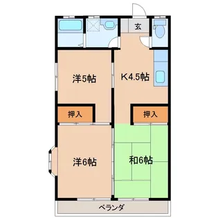 A-1紙屋コーポ【2階】の間取り