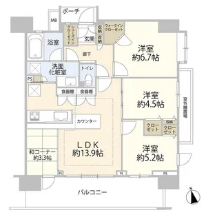 ルピアコート東大宮(0006113)【9階】の間取り