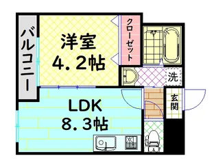 アヴァンスエバー中三国ヶ丘【3階】の間取り