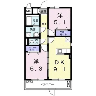 ラポールII【3階】の間取り