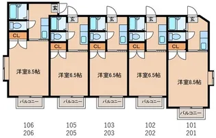 ハーモニー若林【2階】の間取り