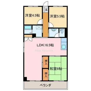 アサヒパレス庄内【4階】の間取り