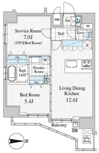 Totsu Residence Kaminarimon【15階】の間取り