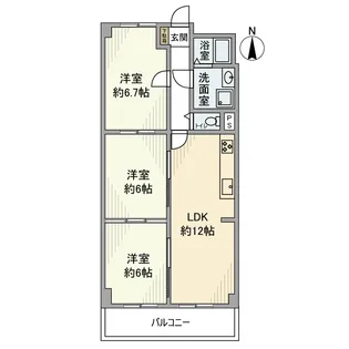 LCBコーポJ1号棟【6階】の間取り
