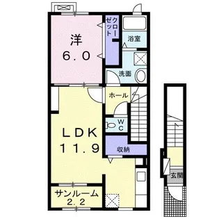 メイプル ジェルメC【2階】の間取り