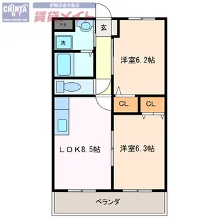 フラット立石A棟(伊賀市別府)【1階】の間取り