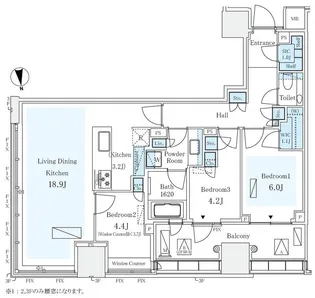 東京都千代田区三番町【マンション】の間取り
