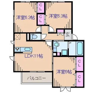 ヴューテラス寺尾の森B【2階】の間取り