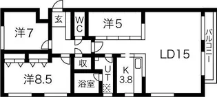 北海道札幌市豊平区美園六条6【マンション】の間取り
