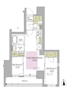 2LDKの間取り画像