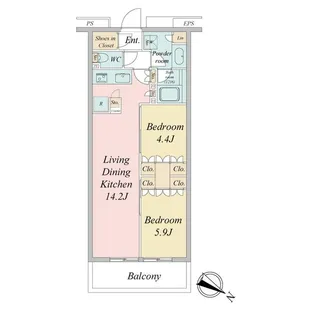 東京都目黒区中央町1【マンション】の間取り