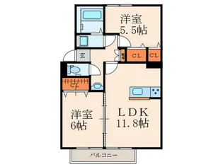 プレジ-ルナカノB棟【2階】の間取り