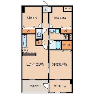 チュチュハウス城下【6階】の間取り