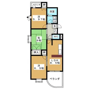 ベルパークA【1階】の間取り