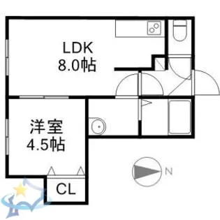 クチュール西線6条【2階】の間取り