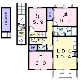 マニフィークK B【2階】の間取り